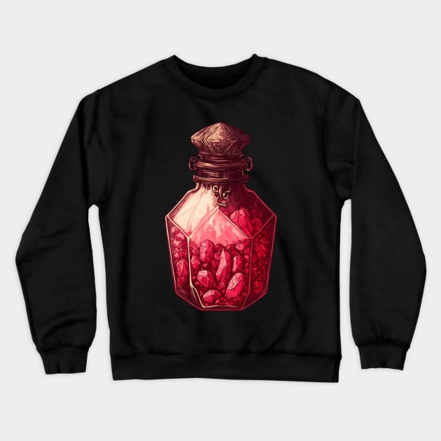 Ruby Crystals Bottle Crewneck Sweatshirt by UnrealArtDude